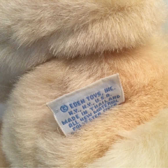 Vintage Eden Bunny Rabbit 10" Plush Cream & White Jointed Floral Bow Stuffed Toy - Picture 5 of 6